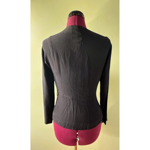 Vintage 1930s Black Crepe Top Blouse Rhinestone Embellished Size S - Picture 2 of 16